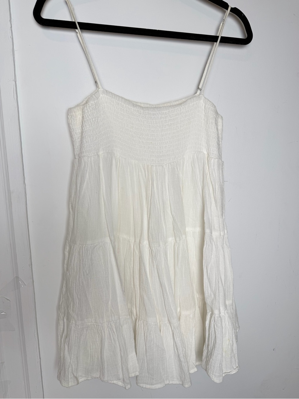 Edikted Cream Tiered Smocked Spaghetti-Strap Camisole